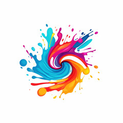 HOLI logo,  typography, , Pop Art ,colorful Business style Logo, abstract colors, rainbow colours ,Indian festival Holi , professional cute photography ,Vector Illustration, watercolor,water splash