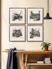 Vintage Hot Rod Sketches: Rustic Wall Decor for Garage Theme