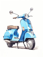 Vintage   Illustrations Wall Art: Classic Scooter Painting Collection