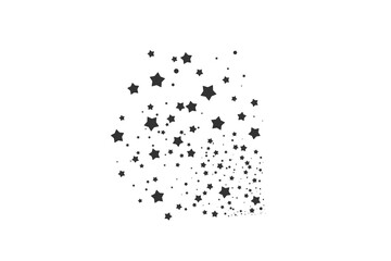 Modern template of luxurious black stars. Elegant design for greeting cards, business, presentation or congratulations. Meteoroids, comets, asteroids and stars. Powder star on white background. 