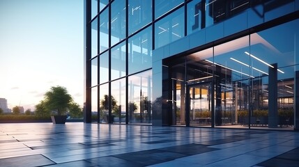 Entry of Modern Office Building. Architecture, Entrance, Contemporary, Corporate, Business
