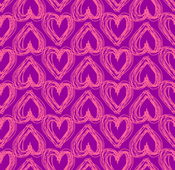 Love hand drawing pattern seamless. Heart hand drawing background. Valentine's Day texture