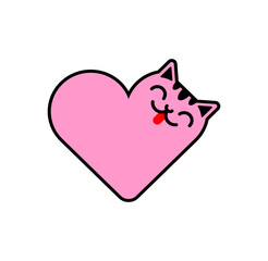 I love cats sign. Heart and cat. I like pet. Symbol of love for animals - 720114121