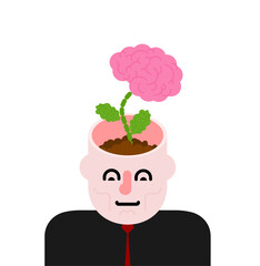 Brain flower grows from head. Open head and brains bloom. Concept of growing your intelligence - 720114167