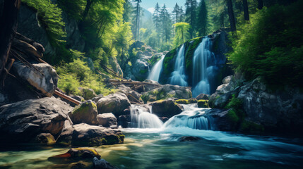 Beautiful mountain waterfall