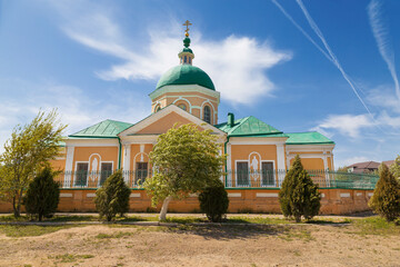 The Church of St. John Chrysostom in Astrakhan on a sunny spring day. Russia - obrazy, fototapety, plakaty