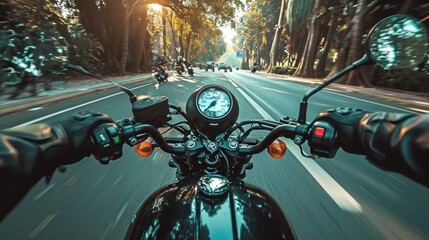 Naklejka premium motorcycle on the road