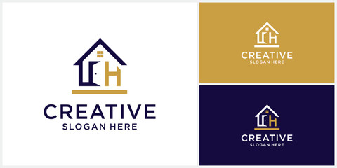 Modern letter C H real estate logo design template