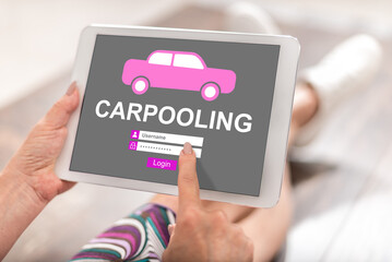 Carpooling concept on a tablet