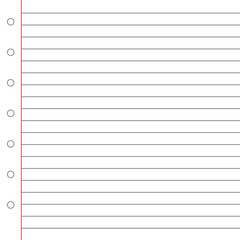 Blank loose leaf notebook paper background. Realistic line paper note. lined vector horizontal illustration design. notebook paper background. 123.