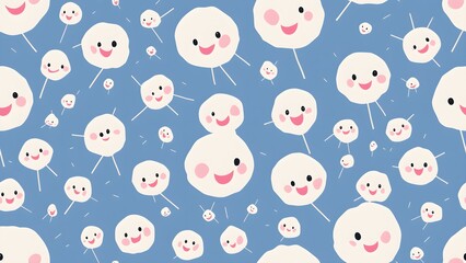 White sweet marshmallows pattern on a solid background. Seamless pattern for bakery, pastry shop, confectionery, wrapping paper or packaging