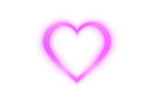 Pink heart with lightning bolts isolated on transparent background. Bright heart for holiday cards, banners, invitations. Heart shaped gold wire glow. PNG image