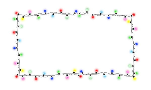 Light bulbs and Christmas lights are shown isolated on a transparent background. Stock royalty free. PNG