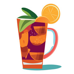 Cocktail of colorful set. This tantalizing cartoon summer cocktail is ready to transport viewers to sun-soaked destinations, showcased on a clean white canvas. Vector illustration.