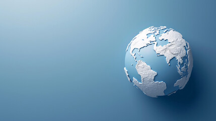 Stylized Globe Showing Arctic Region with Blue Background