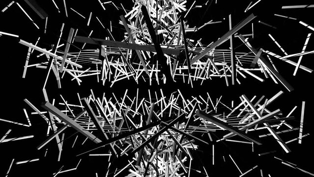 VJ アブストラクト 棒 集合 テクノ シンプル 白黒 [ループ対応] [別Verあり]