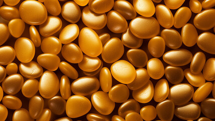 Bright fabulously festive background made of gold stones. 3d render.