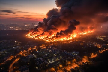 Fototapeta na wymiar large-scale forest fire, view from a quadcopter