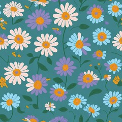 seamless of various color flowers pattern; 