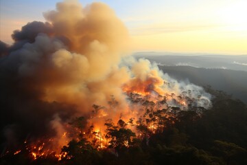 large-scale forest fire, view from a quadcopter