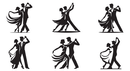 dancing couples, logo, silhouette	 - obrazy, fototapety, plakaty