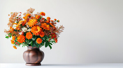 Bouquet of orange autumn flowers