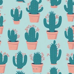 seamless pattern of graffic cactus