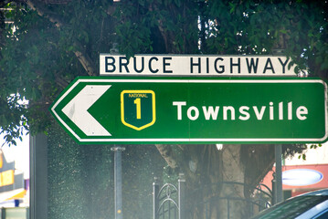 Bruce Highway - Townsville street sign, Ayr - Queensland