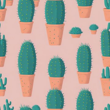 seamless pattern of graffic cactus