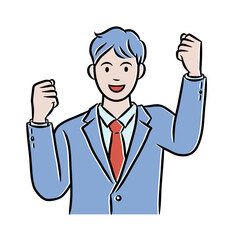 ガッツポーズをする男性のイラスト素材	