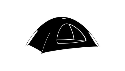 Camping Tent sign, black isolated silhouette