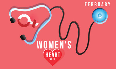 Women's Heart Week. background, banner, card, poster, template. Vector illustration.