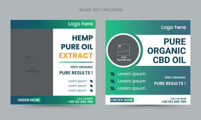 Naklejka premium Hemp oil extract social media Instagram post and banner template