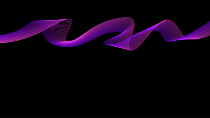 Dark background with Pink Purple Black wave lines. Flowing waves design Abstract digital equalizer sound wave. Line Vector illustration for tech futuristic innovation concept background Graphic design