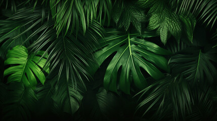 Fototapeta na wymiar Closeup nature view of green leaf and palms
