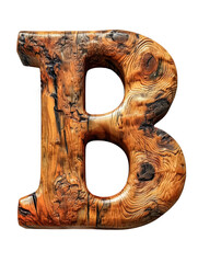 Single wooden B letter isolated on the white background.