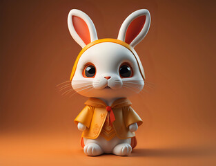 Obraz premium 3D Osterhase mit einer orangen Jacke