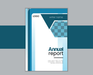 Modern business annual report geometric book cover design.