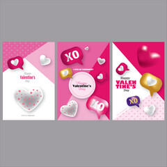 Vector valentine's day greeting card vector poster set happy valentine's 