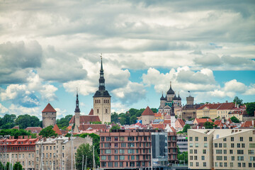Tallinn, Estonia. Panoramic city skyline from the cruise ship