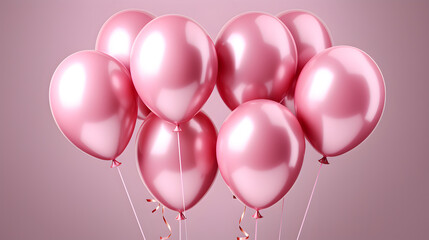 Metallic pink balloons for Valentine s day hen party or baby shower on a white background with a sty,,
birthday concept, light pink balloon full background