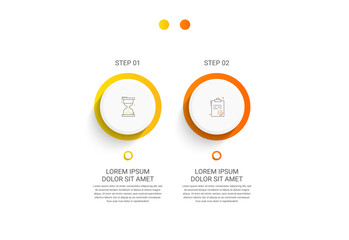 Modern vector infographics with two circles. Business template with 2 steps for diagram, web, banner, presentations, flowchart, content, levels, chart, graphic, timeline