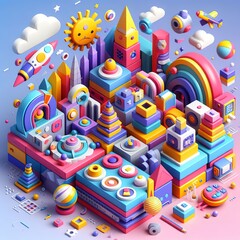 Fototapeta na wymiar 3d geometric shapes fun and colorful backgrounds