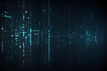 Digital Matrix Binary Code Abstract Background with Technology and Futuristic Design Elements