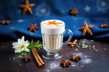 Obraz na płótnie Canvas chai latte with star anise and foam art