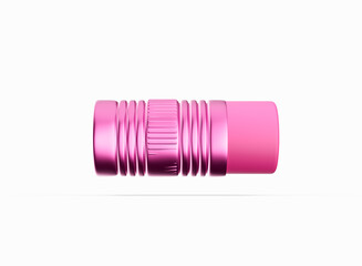 3d Shiny Pink Metallic Ferrule With Soft Pink Eraser Isolated On White Background 3d Illustration