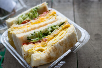 American food: french fries, sandwich, and fast food.