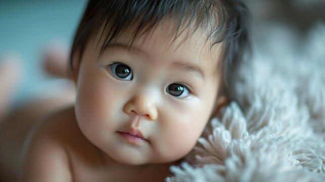 innocent gaze: an asian baby's captivating encounter with the camera