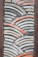 Details of different material wall designs in modern architecture