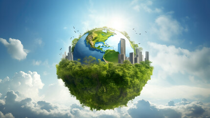 Naklejka premium a beautiful fantasy inspired planet earth nature bounded artwork